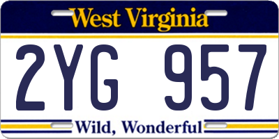 WV license plate 2YG957