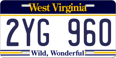 WV license plate 2YG960