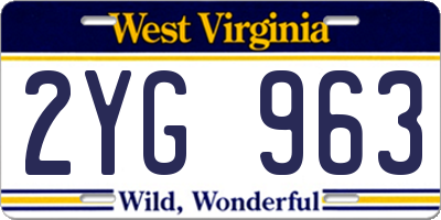 WV license plate 2YG963
