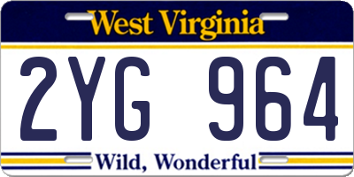 WV license plate 2YG964
