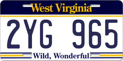 WV license plate 2YG965
