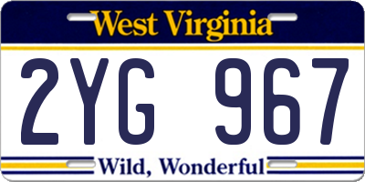 WV license plate 2YG967