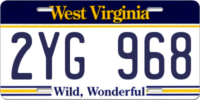 WV license plate 2YG968