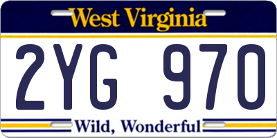 WV license plate 2YG970