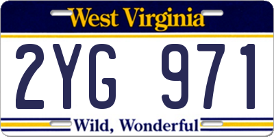 WV license plate 2YG971
