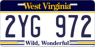 WV license plate 2YG972
