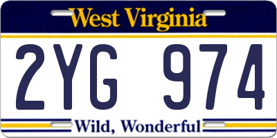 WV license plate 2YG974