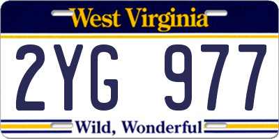WV license plate 2YG977