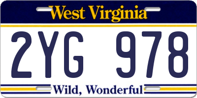 WV license plate 2YG978