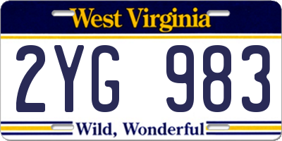 WV license plate 2YG983