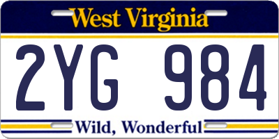 WV license plate 2YG984