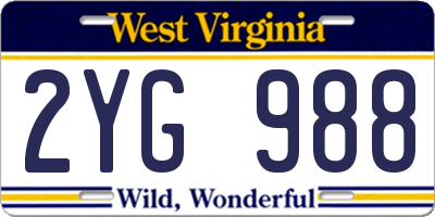 WV license plate 2YG988