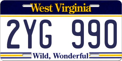 WV license plate 2YG990