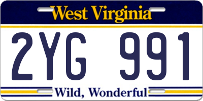 WV license plate 2YG991