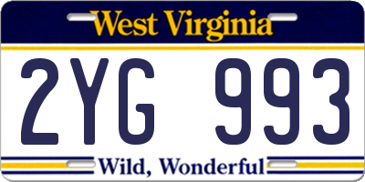 WV license plate 2YG993