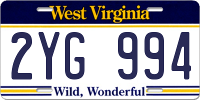 WV license plate 2YG994