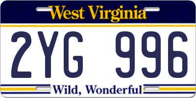 WV license plate 2YG996