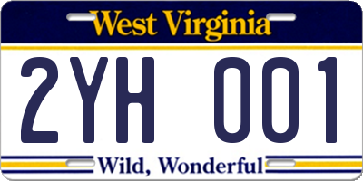 WV license plate 2YH001