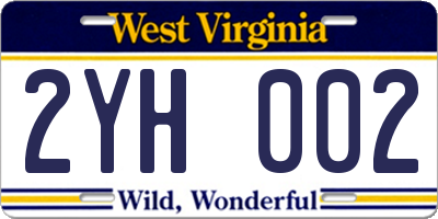 WV license plate 2YH002