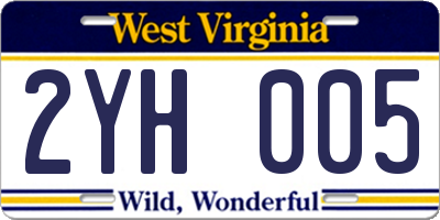 WV license plate 2YH005