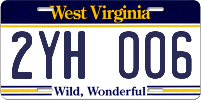WV license plate 2YH006