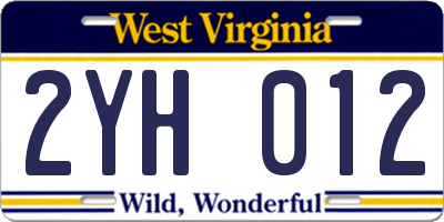 WV license plate 2YH012