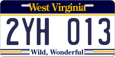 WV license plate 2YH013