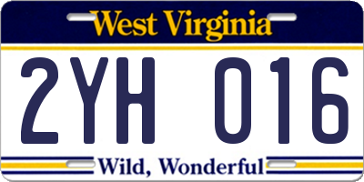WV license plate 2YH016