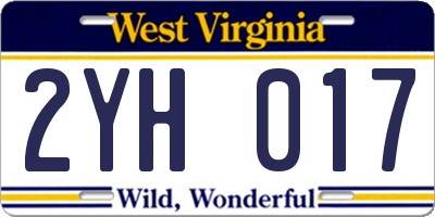 WV license plate 2YH017