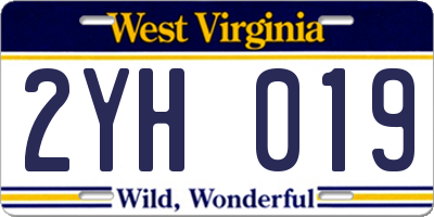 WV license plate 2YH019