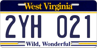 WV license plate 2YH021