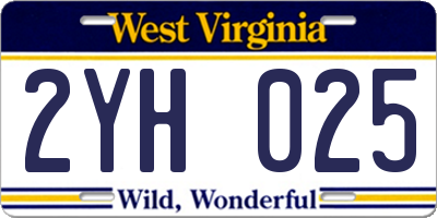 WV license plate 2YH025