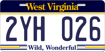 WV license plate 2YH026