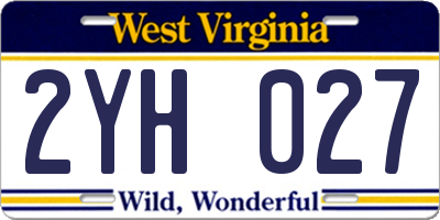 WV license plate 2YH027