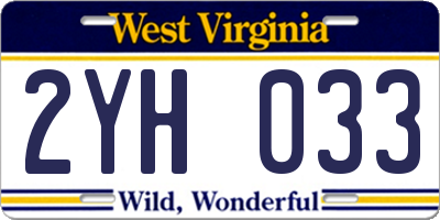 WV license plate 2YH033