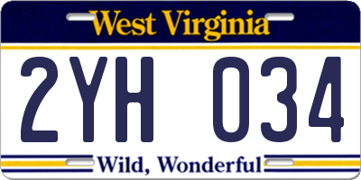 WV license plate 2YH034