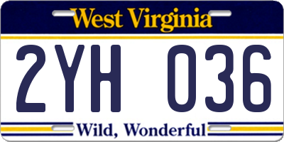 WV license plate 2YH036