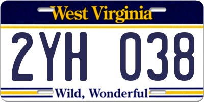 WV license plate 2YH038