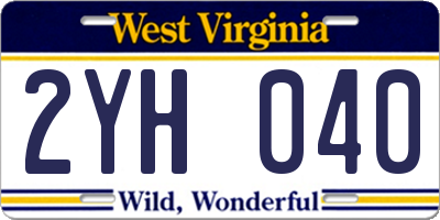 WV license plate 2YH040