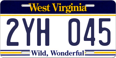 WV license plate 2YH045