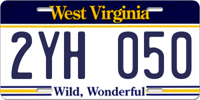 WV license plate 2YH050