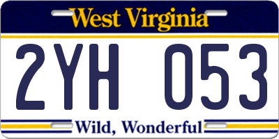 WV license plate 2YH053