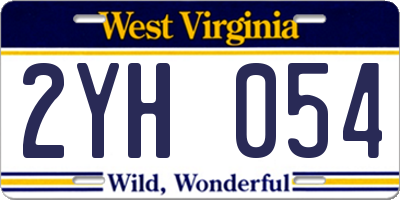 WV license plate 2YH054