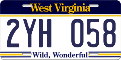 WV license plate 2YH058