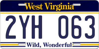 WV license plate 2YH063
