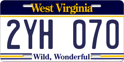 WV license plate 2YH070