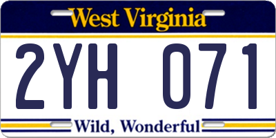 WV license plate 2YH071