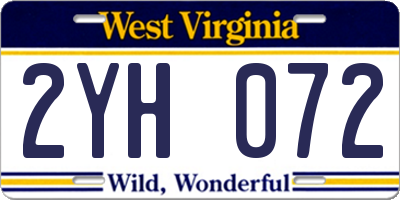 WV license plate 2YH072