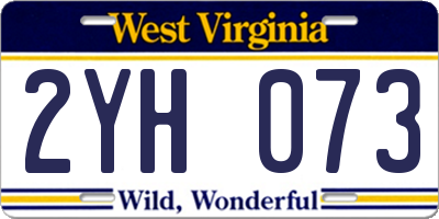 WV license plate 2YH073