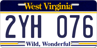 WV license plate 2YH076